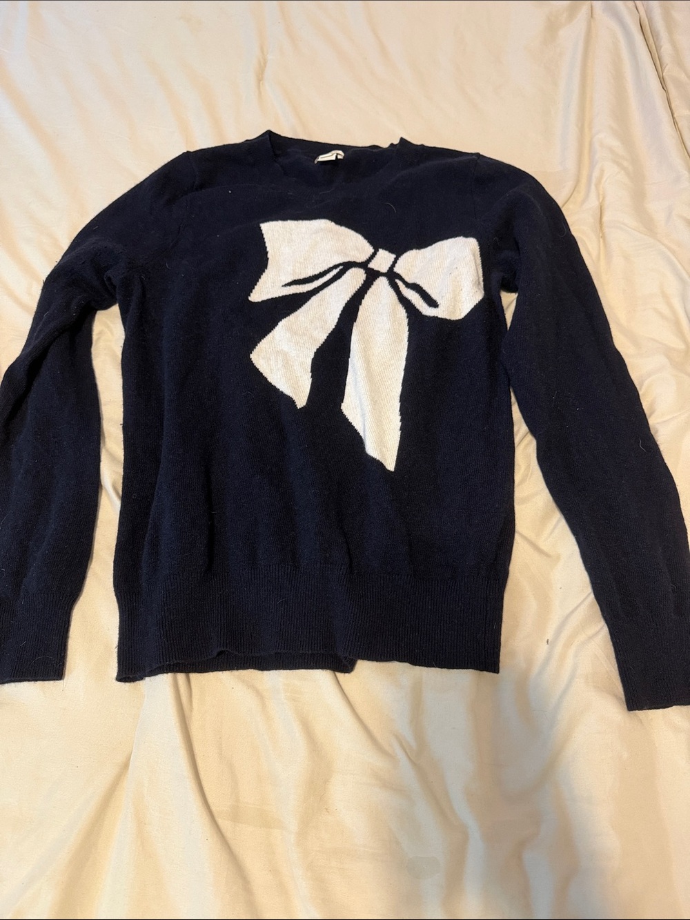 J. Crew Navy Sweater with White Logo Tag shrunken
